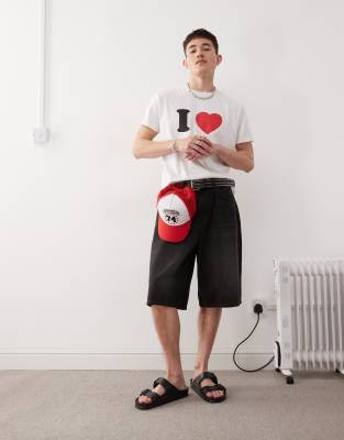 Collusion Antifit Slim T-shirt With I Love Graphic-white