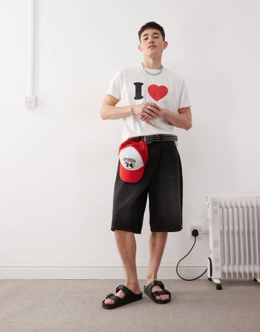 COLLUSION antifit slim t-shirt with I LOVE graphic