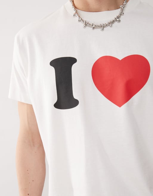 COLLUSION antifit slim t-shirt with I LOVE graphic