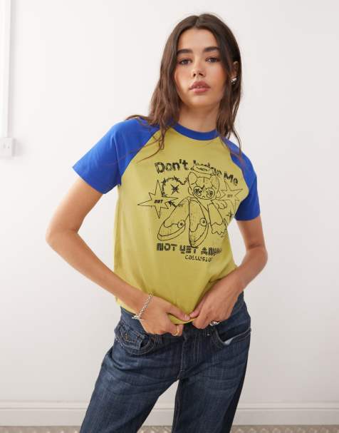 COLLUSION antifit t-shirt with raglan sleeves in green - view 1