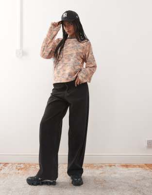 Collusion Antifit Waffle-knit Long Sleeve Top In Multi