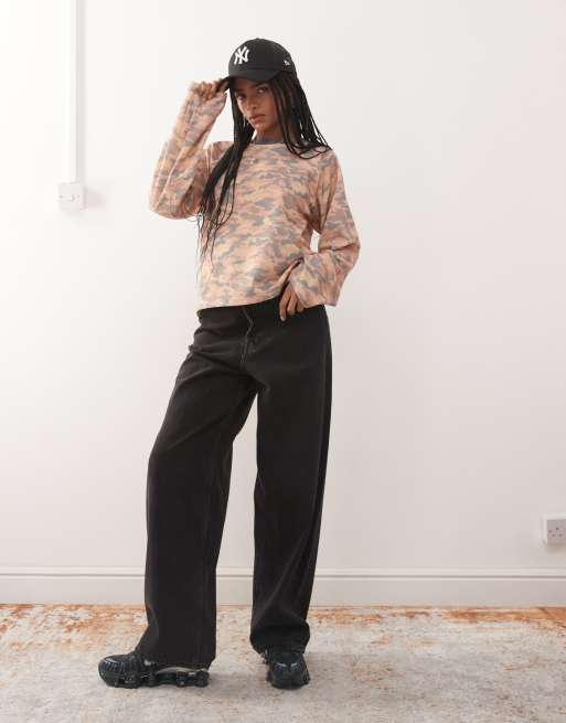 COLLUSION antifit waffle-knit long sleeve top in camo | ASOS