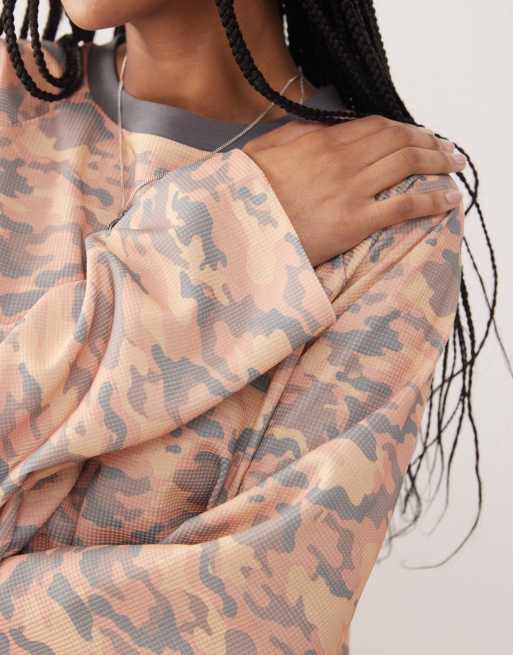 COLLUSION antifit waffle-knit long sleeve top in camo | ASOS