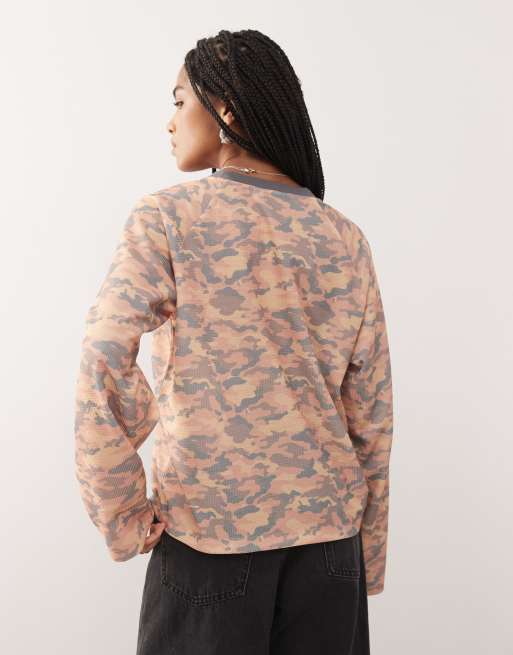 COLLUSION antifit waffle-knit long sleeve top in camo | ASOS
