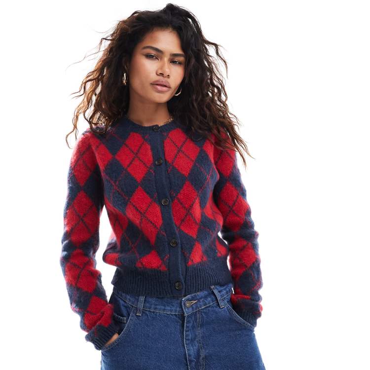COLLUSION Argyle cardigan in red & blue | ASOS