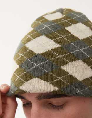 Collusion Argyle Plaid Beanie In Multi