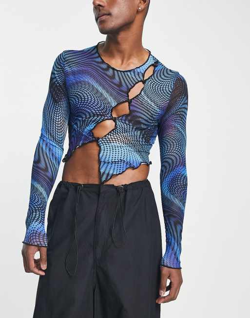 Graphic Mesh Long Sleeve Top IS322