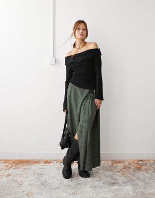 ASOS DESIGN Curve linen look tailored tie waist pull on pants in taupe stripe
