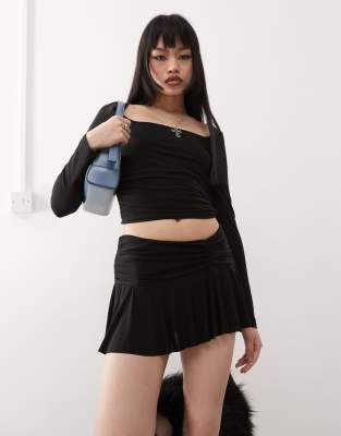 Collusion Asymmetric Rich Mini Skirt - Part Of A Set-black