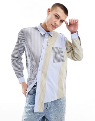 COLLUSION asymmetric striped shirt