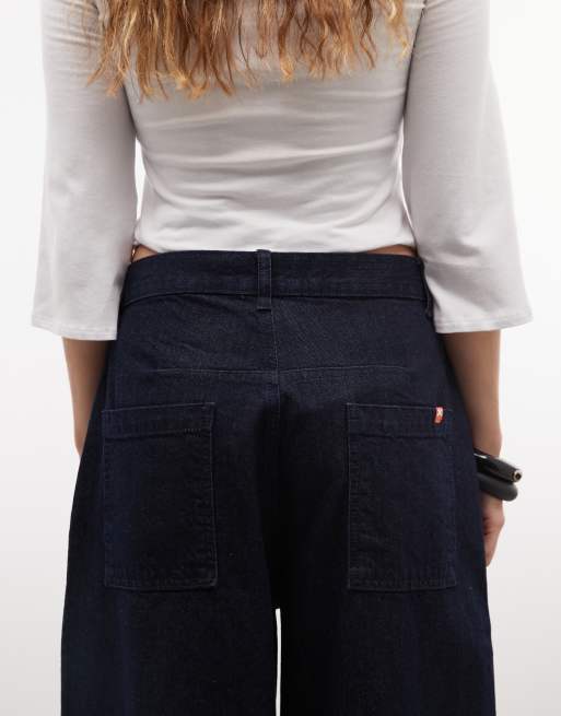 COLLUSION asymmetric XL baggy jeans in dark wash, 4 of 5