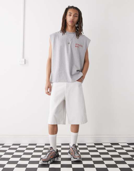 COLLUSION atheltic varsity tank vest in grey with red print