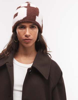 Collusion Athletic Number Beanie In Brown