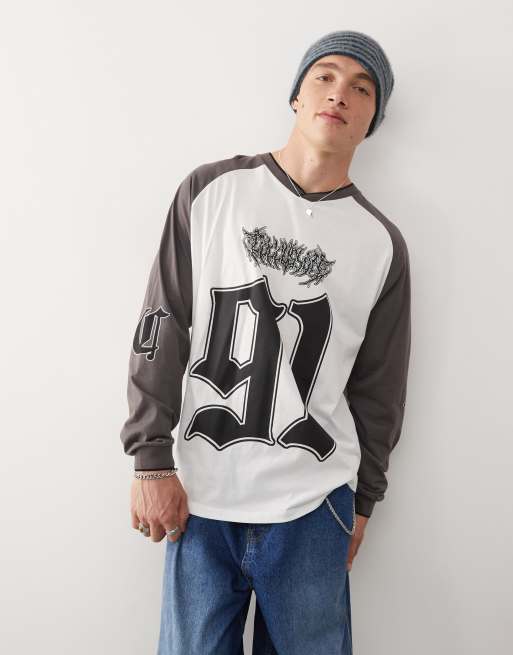 COLLUSION - Athletic - T-shirt vestibilità skater multicolore a maniche lunghe