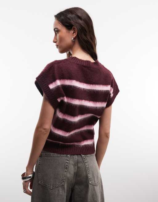 COLLUSION baby cardigan in burgundy and pink stripe, 3 of 4