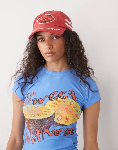 COLLUSION baby tee in blue with sweet fruit graphic - view 1