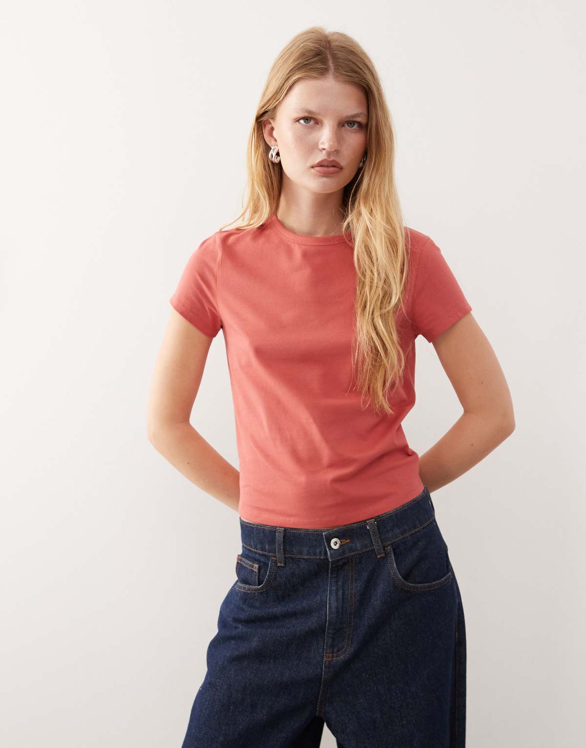 COLLUSION baby tee in burnt red