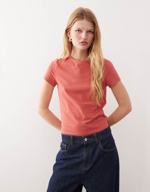 COLLUSION baby tee in burnt red