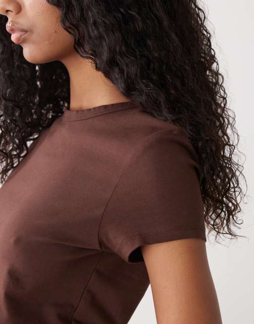 COLLUSION - Baby tee in chocoladebruin, 3 van 4