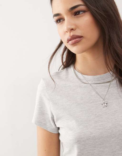 COLLUSION - Baby tee in gemêleerd grijs, 4 van 4