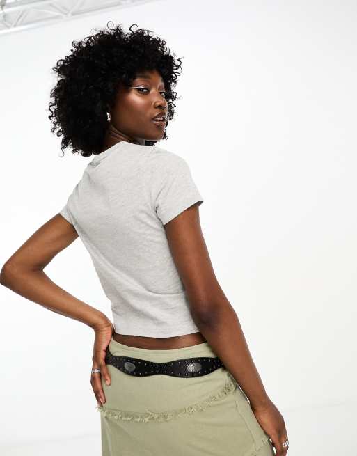 COLLUSION baby tee in heather gray