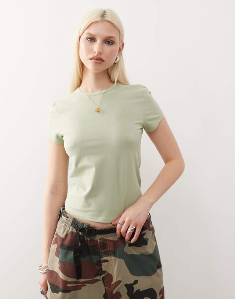COLLUSION baby tee in olive - view 1