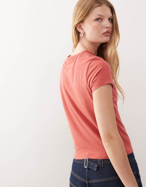 COLLUSION baby tee in tomato red, 4 of 4