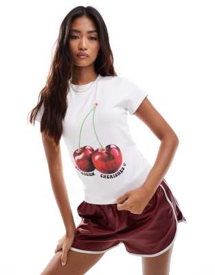 Collusion baby tee with retro cherry print