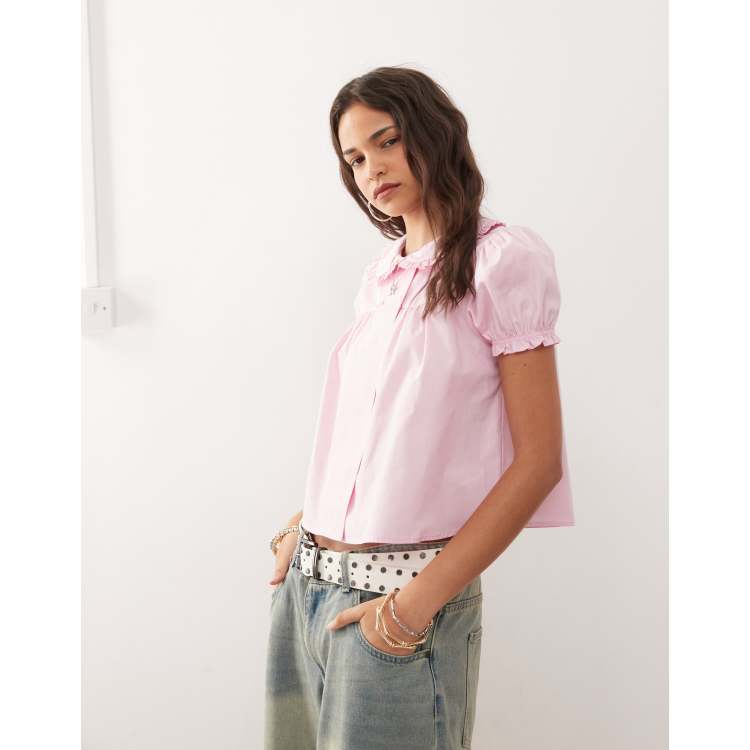 COLLUSION babydoll blouse in pink | ASOS