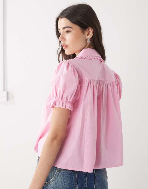 COLLUSION - Babydoll blouse in roze, 4 van 4