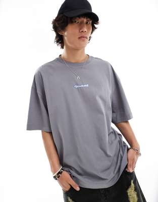 COLLUSION back collusion logo graphic t-shirt in gray 