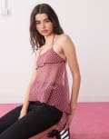 [Collusion] COLLUSION backless halter top in sheer acid gingham-Pink 4 Pink check