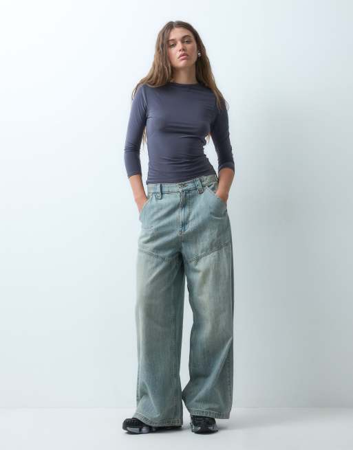 COLLUSION backless slinky 3/4 top in slate grey, 2 of 4