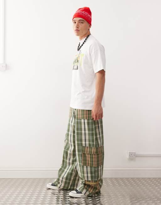 COLLUSION baggy cargo pants in mixed plaid, 3 of 5