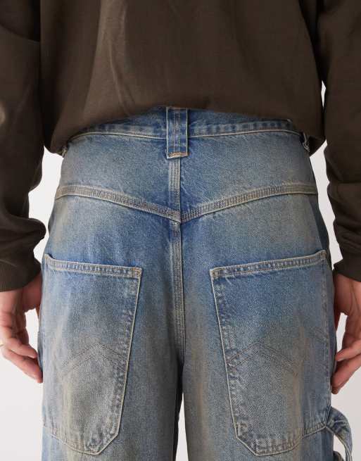 COLLUSION baggy carpenter jeans in dirty wash | ASOS