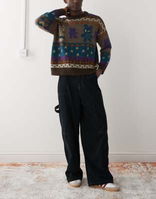 Collusion Baggy Carpenter Jeans In Navy Cord