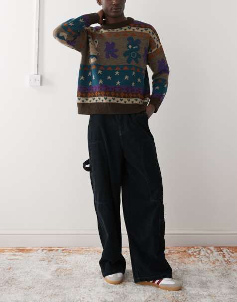 COLLUSION baggy carpenter jeans in navy cord - view 1