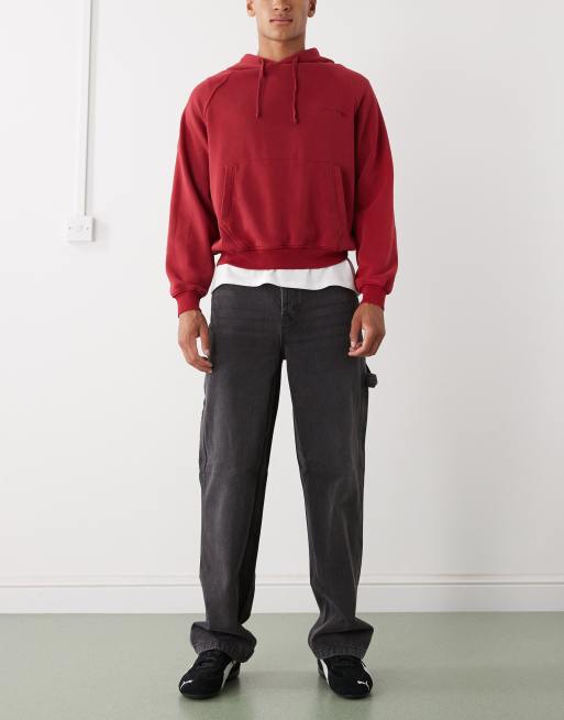 COLLUSION baggy carpenter mid rise jean in washed black