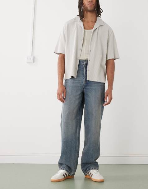 COLLUSION baggy carpenter mid rise jeans in dirty blue - view 1