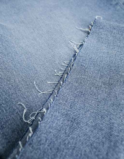 COLLUSION baggy denim skater short in light blue, 3 of 4