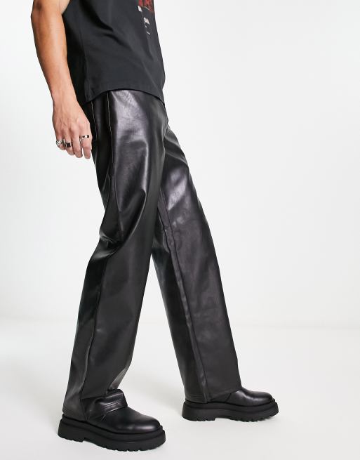 COLLUSION - Baggy jaren 90 broek van imitatieleer in zwart, 4 van 4