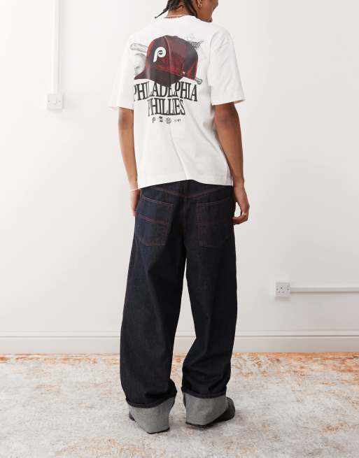 COLLUSION baggy jeans with turn-up hem in rinse wash
