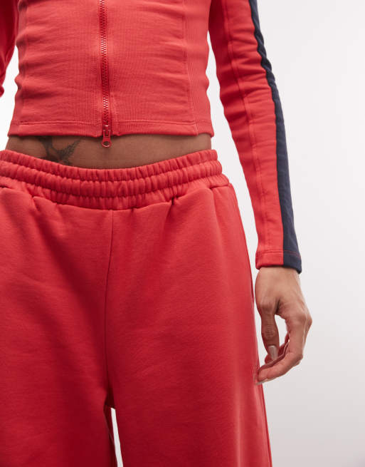COLLUSION baggy jogger met onafgewerkte zoom in rood, deel van co-ord set, 3 van 5
