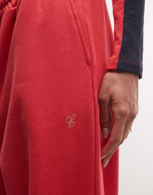 COLLUSION baggy jogger met onafgewerkte zoom in rood, deel van co-ord set, 4 van 5