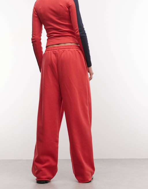 COLLUSION baggy jogger met onafgewerkte zoom in rood, deel van co-ord set, 5 van 5