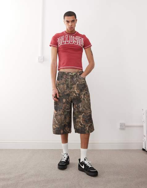 COLLUSION baggy jort in camo print - view 1