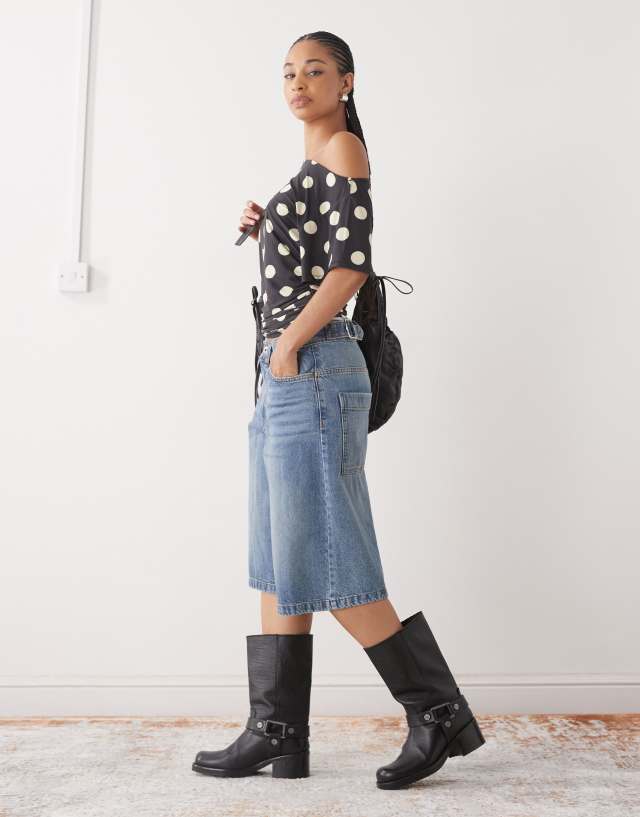 COLLUSION baggy off shoulder top in polka dot | ASOS