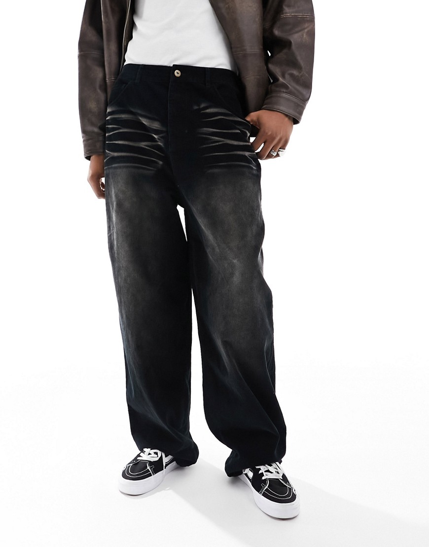 Collusion Baggy Pants In Cord-black