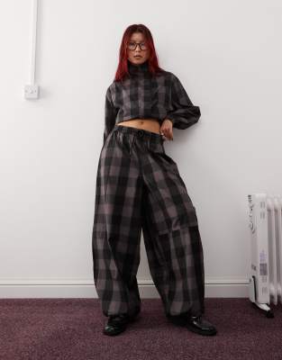 Collusion Baggy Pants In Gray Plaid - Part Of A Set