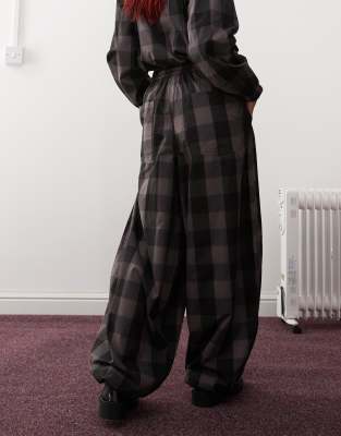 COLLUSION baggy pants in gray plaid - part of a set